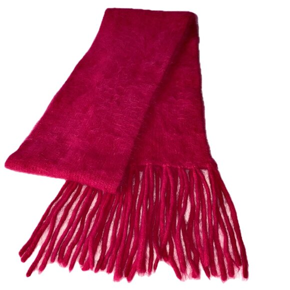 😊ANTHROPOLOGIE Wool Rabbit Blend Winter Scarf Mulberry Warm NWOT - Picture 2 of 7